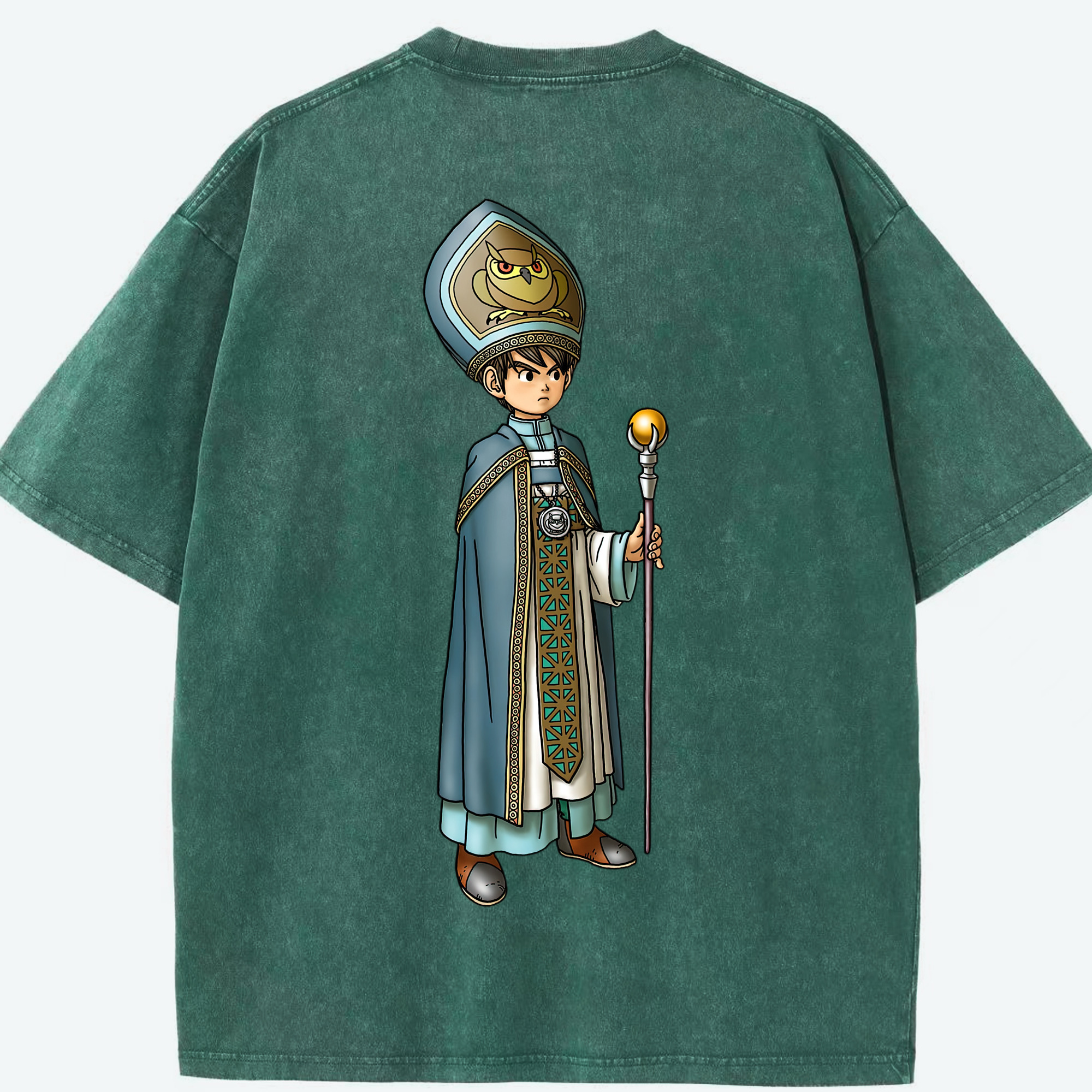 （画像用） ドラゴンクエスト Doragon Kuesuto Dragon Quest 綿100% ヴィンテージ風 半袖Tシャツ（背面プリント）